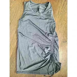 Athleta Side Scrunch Rash Guard, Swim Top, Shirt Women's Size S-M Gray Tank